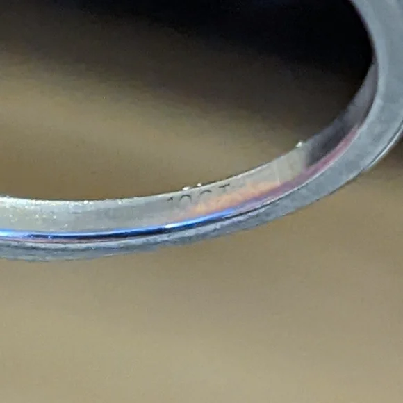 10K White Gold Round And Emerald Cut Diamond Half Eternity Ring - Picture 11 of 12